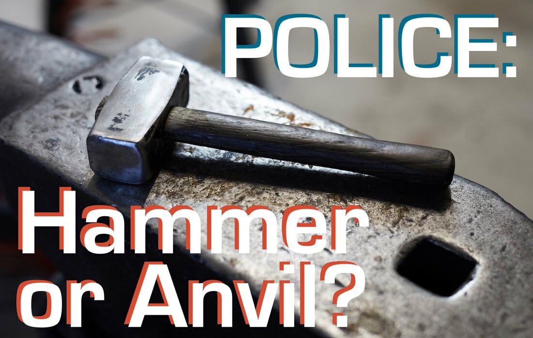 Police officer hammer anvil